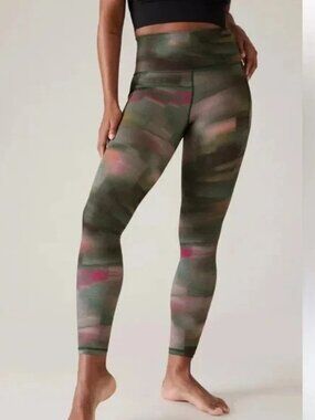 Athleta Salutation Stash Printed Tight Leggings Sz M Tatlow Abstract Green